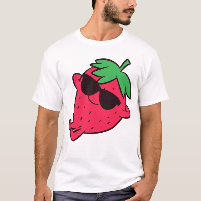 Cute Strawberry Fruit Relaxing Lazy Strawberry T Shirt (Framsida)