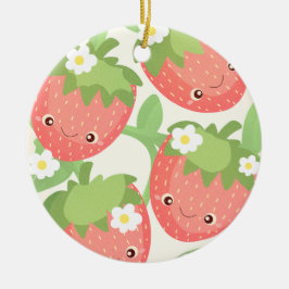 Cute Strawberry Garden  Julgransprydnad Keramik