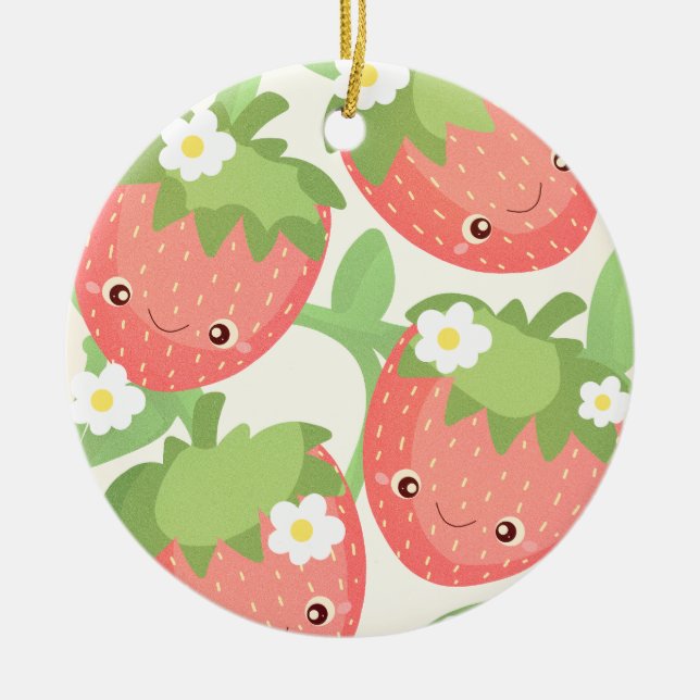 Cute Strawberry Garden  Julgransprydnad Keramik (Framsidan)
