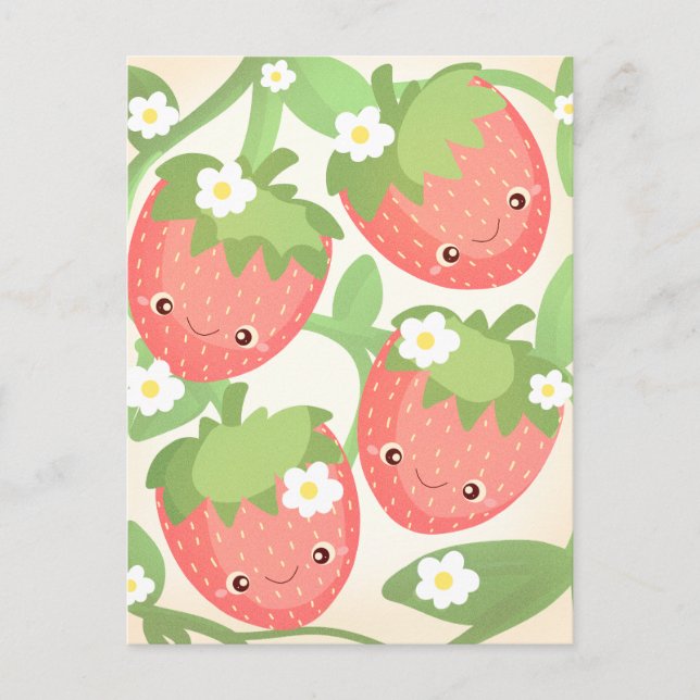 Cute Strawberry Garden  Vykort (Framsida)