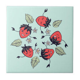 Cute Strawberry Kawaii Fruit Kakelplatta