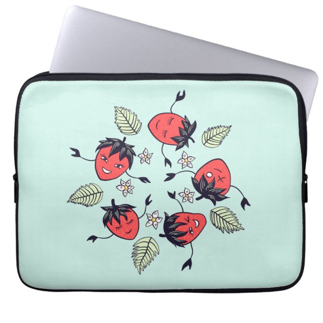 Cute Strawberry Kawaii Fruit Laptop Fodral (Framsidan)