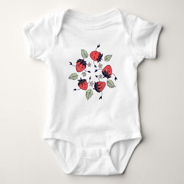 Cute Strawberry Kawaii Fruit T Shirt (Framsida)