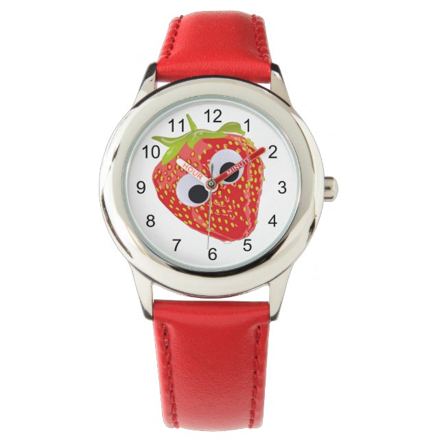 Cute Strawberry Kids Watch Red Strap Armbandsur (Framsida)