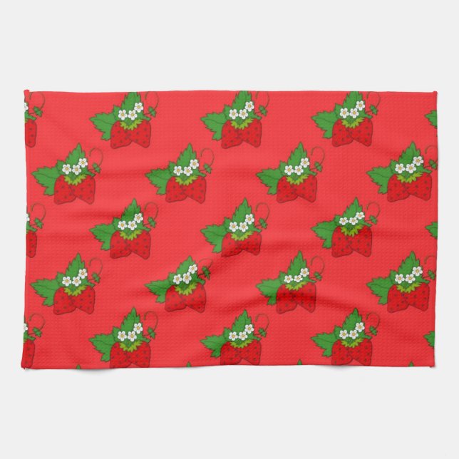 Cute Strawberry Kitchen Towel Kökshandduk (Horisontell)
