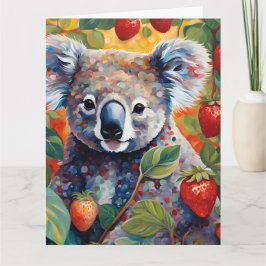 Cute Strawberry Koala Bear Birday Card Kort