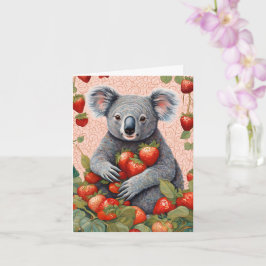 Cute Strawberry Koala Bear Birday Card Kort