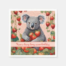 Cute Strawberry Koala Bear Birday Card Pappersservett