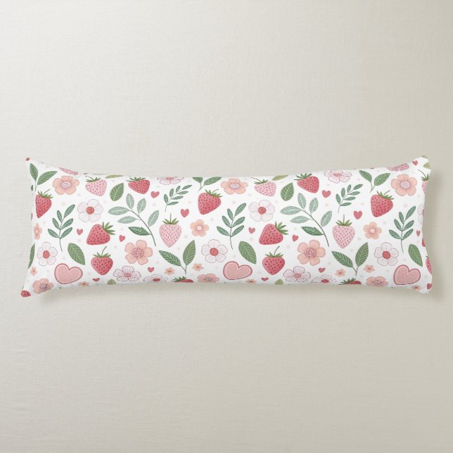 Cute Strawberry Mönster Body Pillow Kroppskudde (Framsidan)