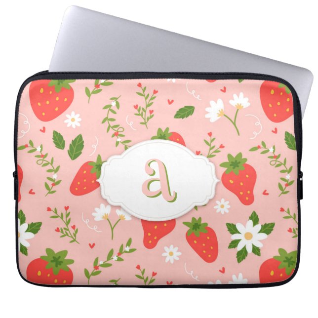 Cute Strawberry Mönster Electronics Bag Laptop Fodral (Framsidan)