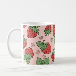 Cute Strawberry Mönster Fabric Kaffemugg