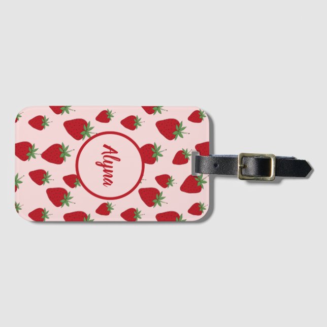 Cute Strawberry Mönster Luggage Tag Bagagebricka (Framsida horisontal)