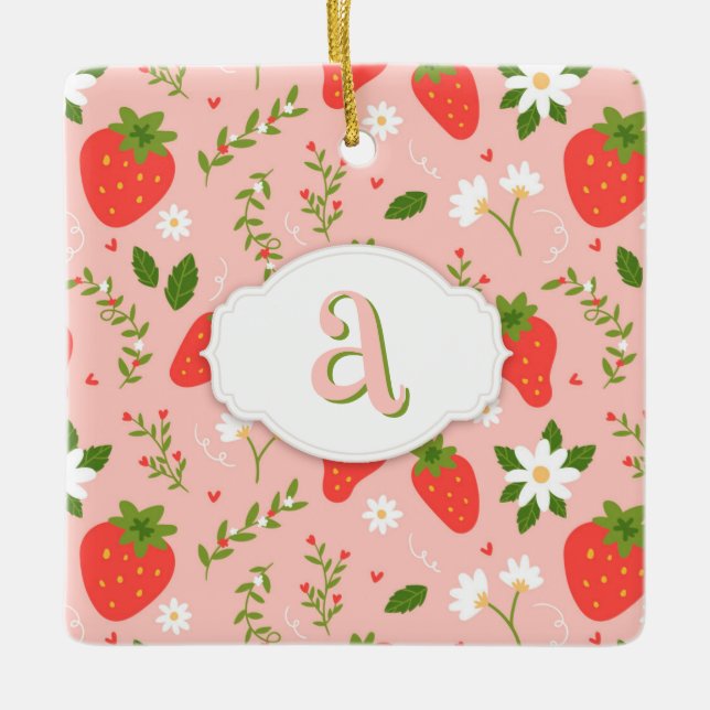 Cute Strawberry Mönster Ornament (Framsida)