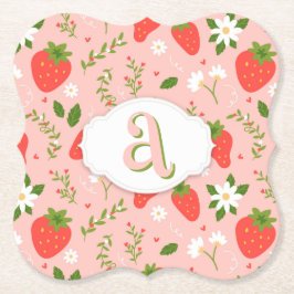 Cute Strawberry Mönster Papper Underlägg