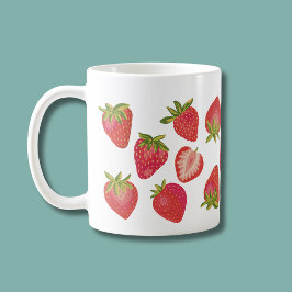 Cute Strawberry Mönster - Roligt Fruktdesign Kaffemugg