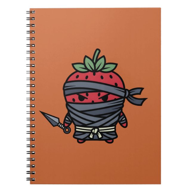 Cute Strawberry Ninja Assassin Japanese Pop Art Anteckningsbok (Framsidan)