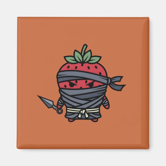 Cute Strawberry Ninja Assassin Japanese Pop Art Magnet (Framsidan)