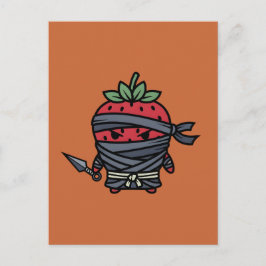 Cute Strawberry Ninja Assassin Japanese Pop Art Vykort