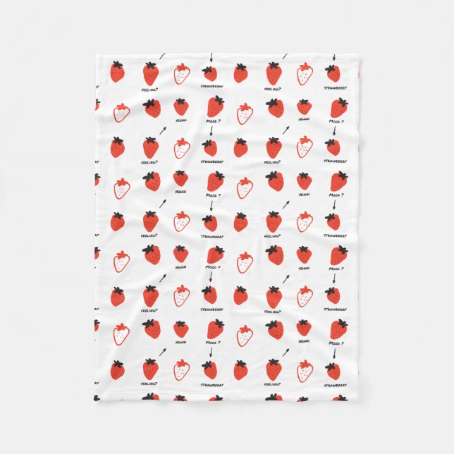 Cute Strawberry Pattern Fleece Blanket Cozy Kawaii (Framsidan)
