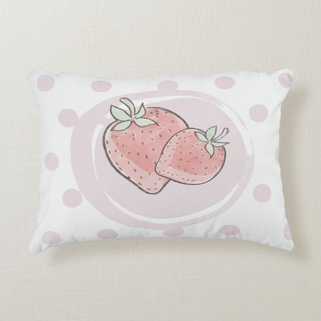 Cute Strawberry  Pillow Prydnadskudde (Framsidan)