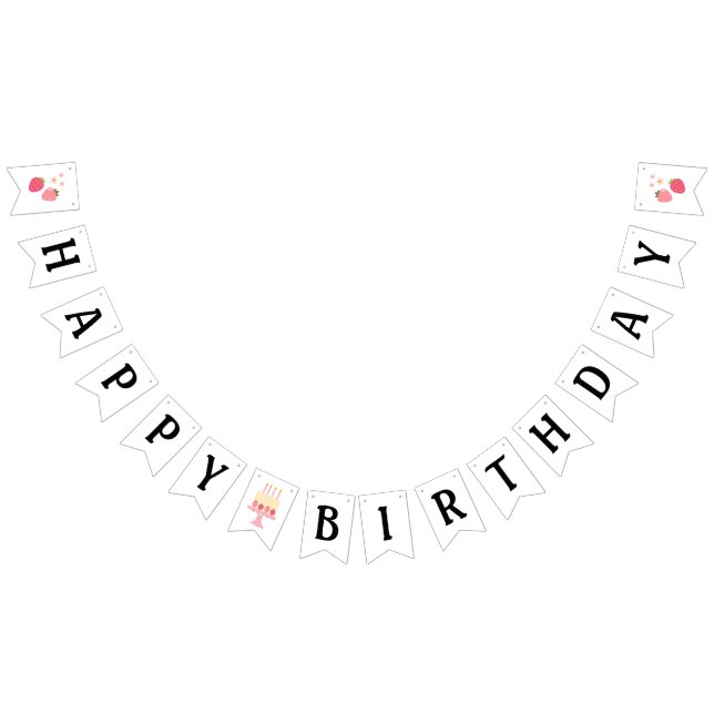 Cute Strawberry Pink Girls Birthday Bunting Banner Vimplar (Alla)