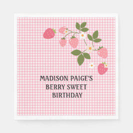Cute Strawberry Pink Girls Birthday Paper Plate Pappersservett