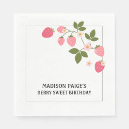 Cute Strawberry Pink Girls Birthday Paper Plate Pappersservett