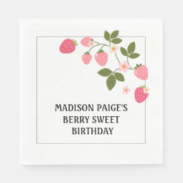 Cute Strawberry Pink Girls Birthday Paper Plate Pappersservett