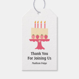 Cute Strawberry Rosa Girls Birthday Tack Presentetikett