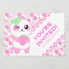 Cute Strawberry rosa Kawaii Panda björn Inbjudningar
