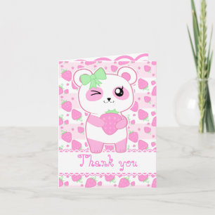 Cute Strawberry rosa Kawaii Panda-födelsedag Kort