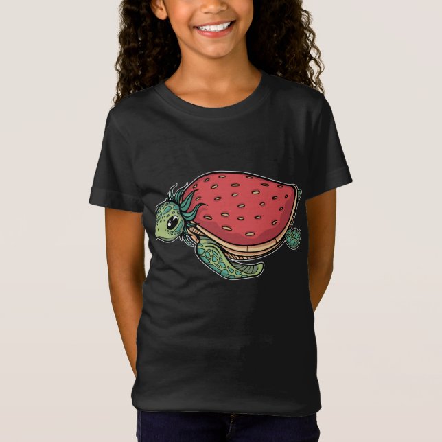 Cute Strawberry Sea Turtle Adsible Ocean Animal &  T Shirt (Framsida)