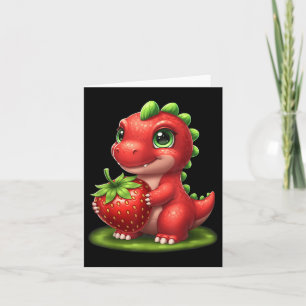 Cute Strawberry Summer Fruit Älskare Dinosaur T Re Kort