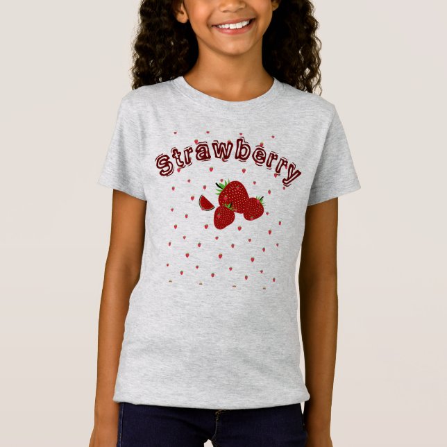 Cute Strawberry Summer Kids Girls T Shirt (Framsida)