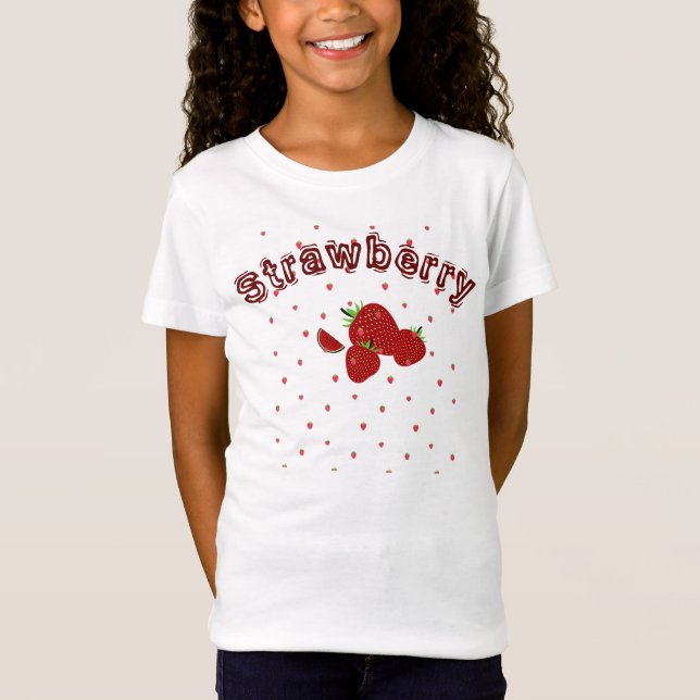 Cute Strawberry Summer Kids Girls T-Shirt (Framsida)