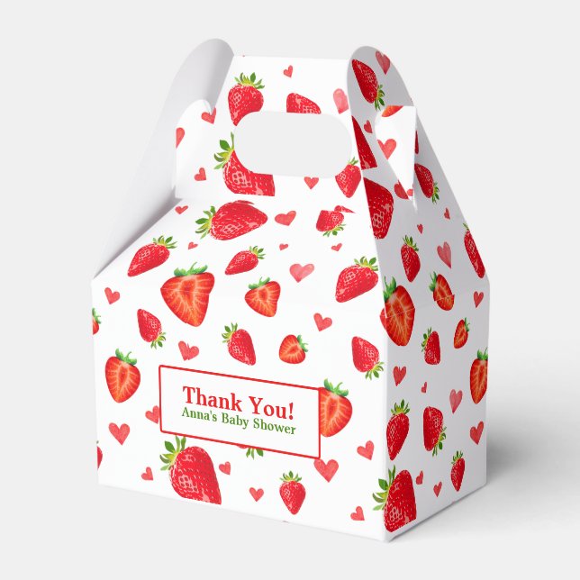 Cute Strawberry Thabel Baby Shower Presentaskar (Framsidan Sidan)