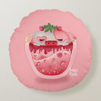 Cute Strawberry Throw Pillow – Kawaii Design Rund Kudde