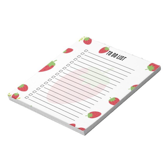 Cute Strawberry To-Do List Notepad Anteckningsblock (Roterad)