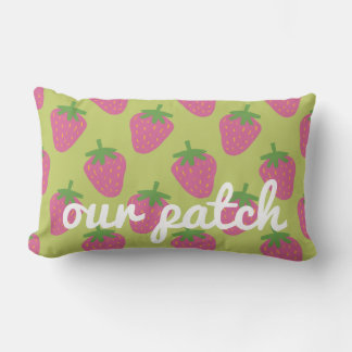 Cute Strawberry - vår Grönt och Rosa - "Vårt lappv Lumbarkudde