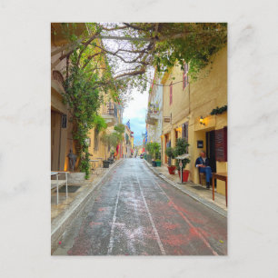 Cute Street in Aten Greece Vykort