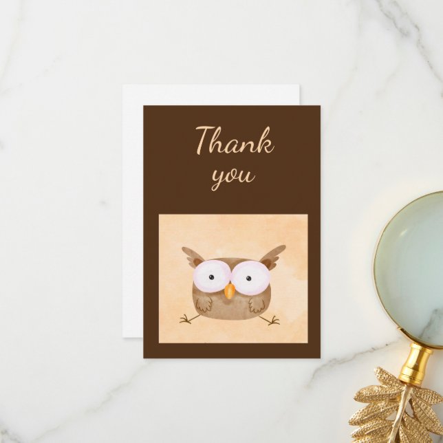 Cute Stressat Uggla Bird Animal Humor Tack Kort (Fram/Back In Situ)