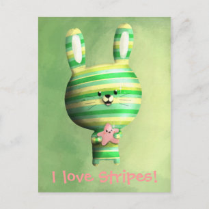 Cute Stripe Bunny Vykort