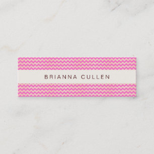 Cute Stripe Girly Rosa & Peach Chevron Modern Mini Visitkort