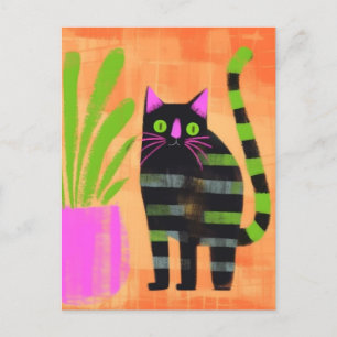 Cute Stripe Kattunge Vykort