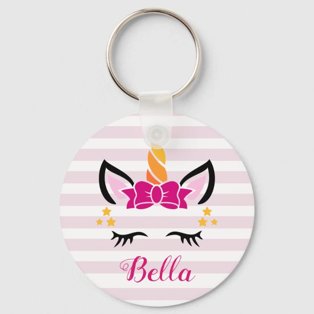 Cute Stripe-majs med böjd nyckelkedja Nyckelring (Framsida)