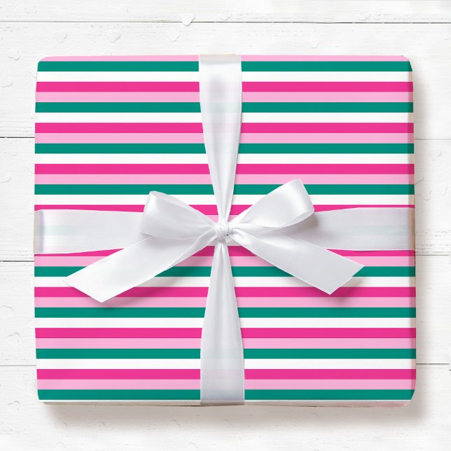Cute Striped Pattern Pink Green White Seamless Presentpapper (Skapare uppladdad)
