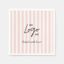 Cute Stripes Bakery Cafe Logo Baked With Love