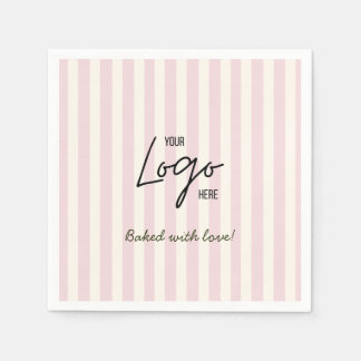 Cute Stripes Bakery Cafe Logo Baked With Love Pappersservett