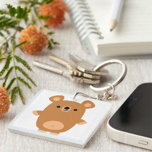 Cute Strong Tecknad Bear Acrylic Keychain