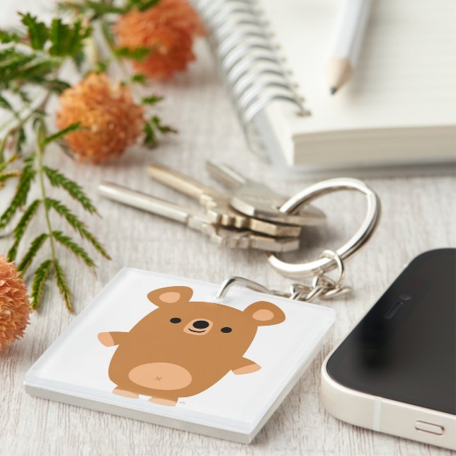 Cute Strong Tecknad Bear Acrylic Keychain (Högra Framsidan)